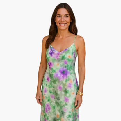 Helena | Women's Maxi Dress With Sleeves And Detachable Scarf
