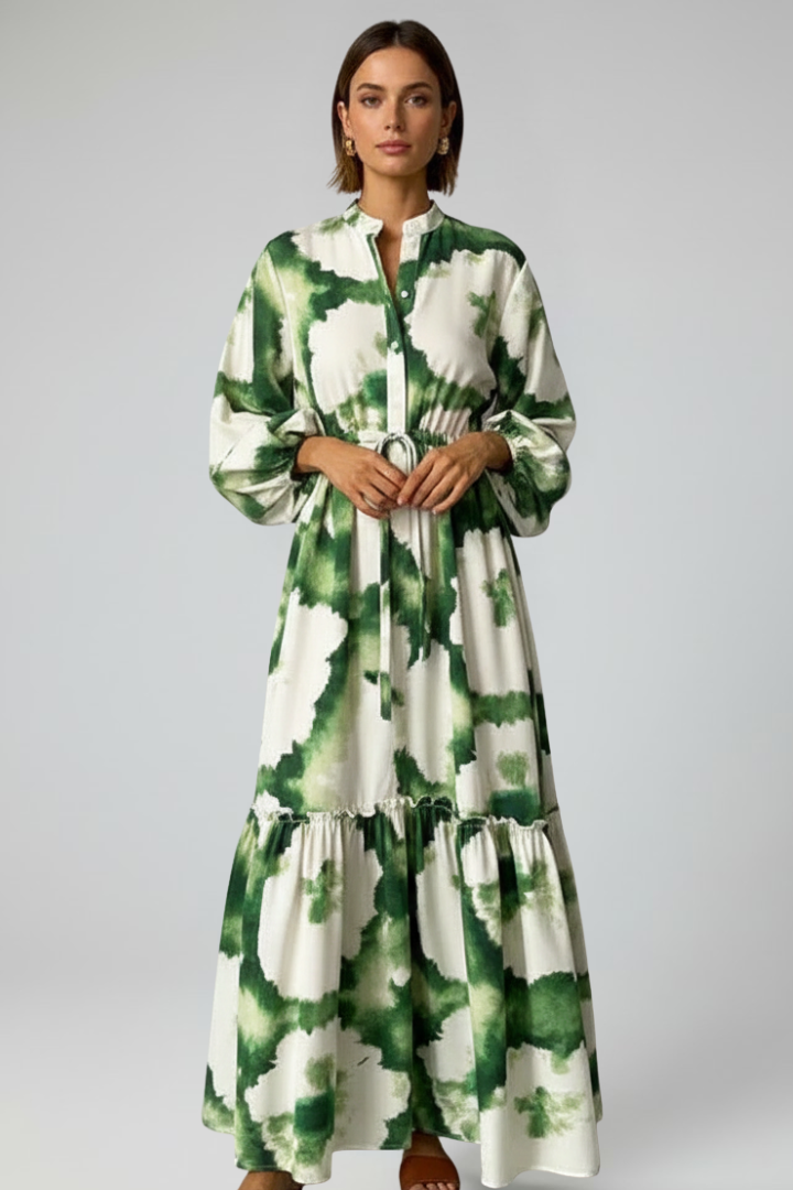 Lucera | Women maxi dress with long sleeves and V neckline