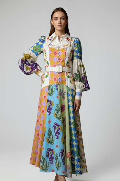 Lucera | Women maxi dress with long sleeves and V neckline