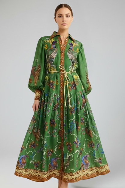 Lucera | Women maxi dress with long sleeves and V neckline