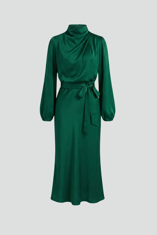 Dara | Women midi dress with high neck and long sleeves