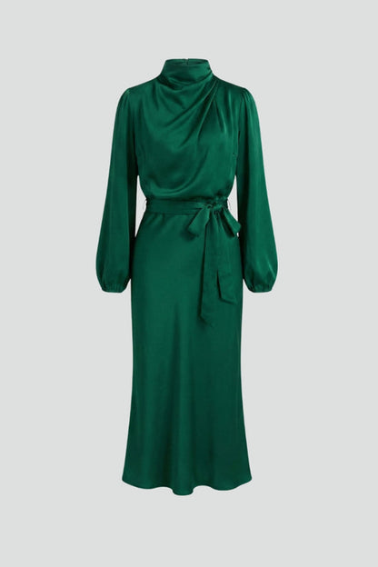 Dara | Women midi dress with high neck and long sleeves