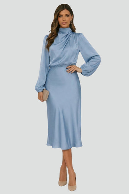 Dara | Women midi dress with high neck and long sleeves