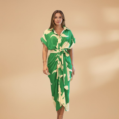 Ava | Women’s tie waist midi dress with short sleeves
