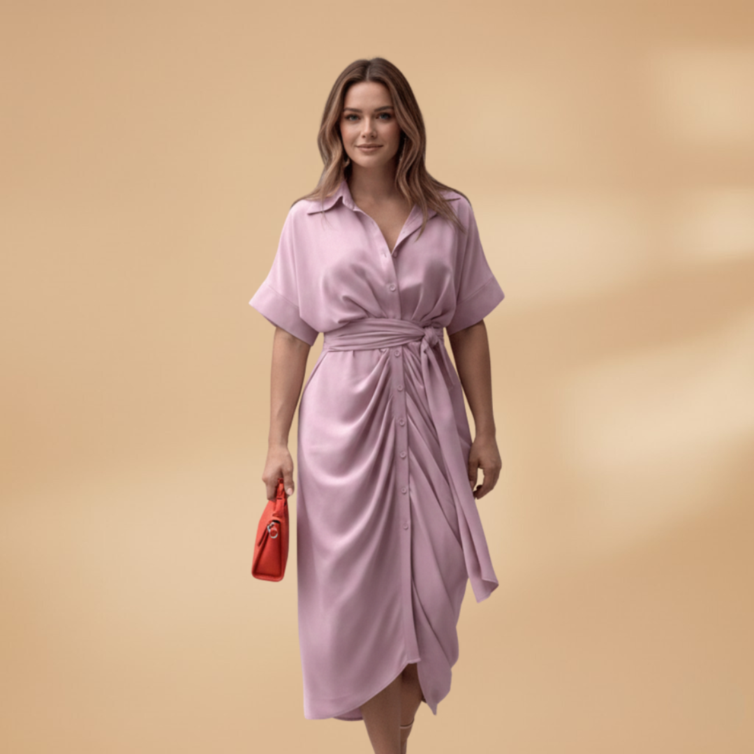 Ava | Women’s tie waist midi dress with short sleeves