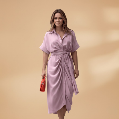 Ava | Women’s tie waist midi dress with short sleeves