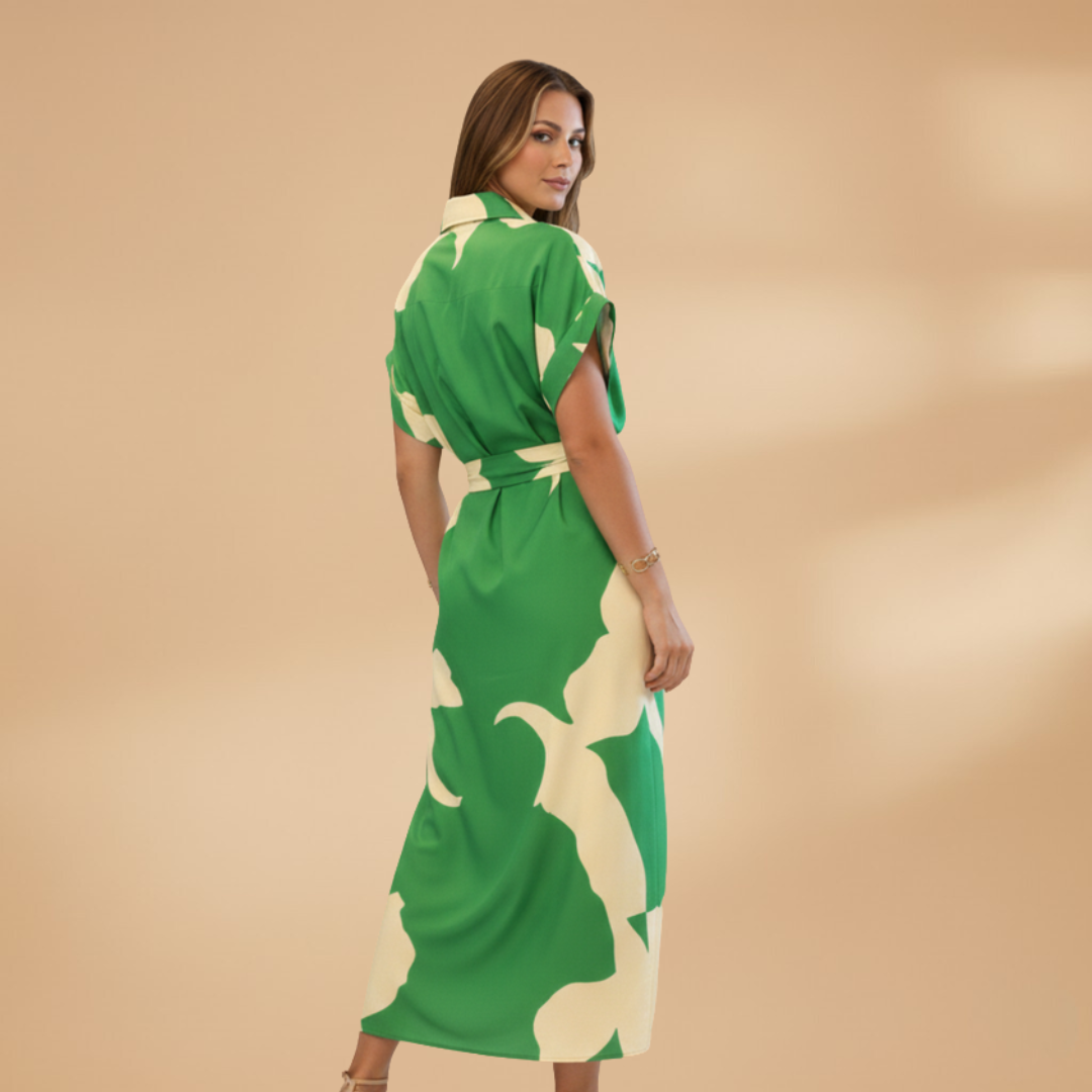 Ava | Women’s tie waist midi dress with short sleeves