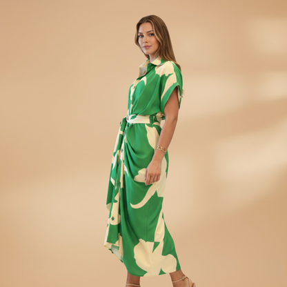 Ava | Women’s tie waist midi dress with short sleeves