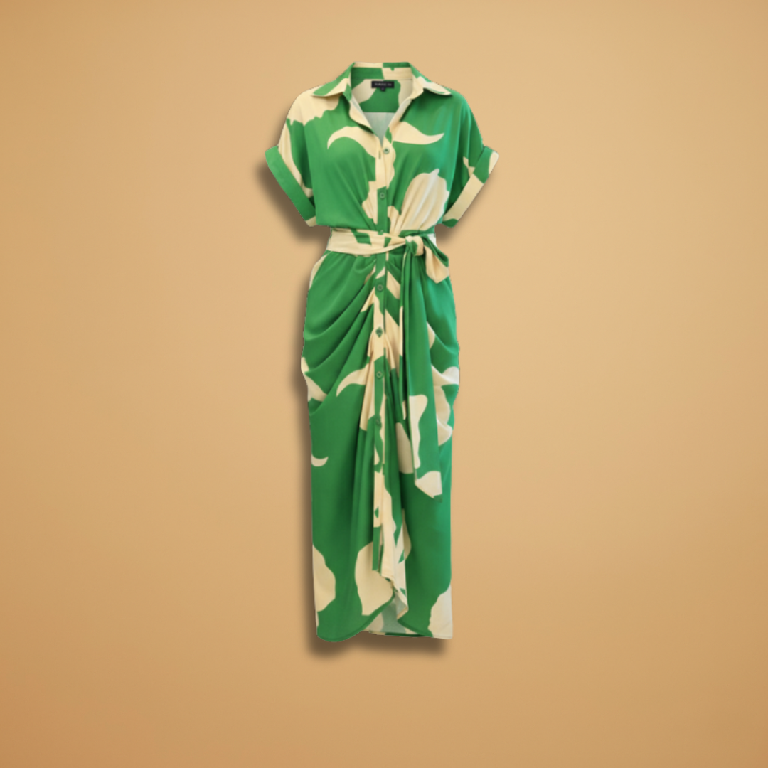 Ava | Women’s tie waist midi dress with short sleeves