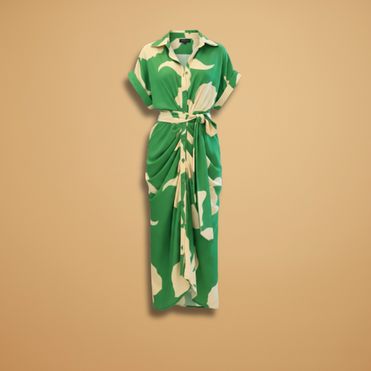 Ava | Women’s tie waist midi dress with short sleeves