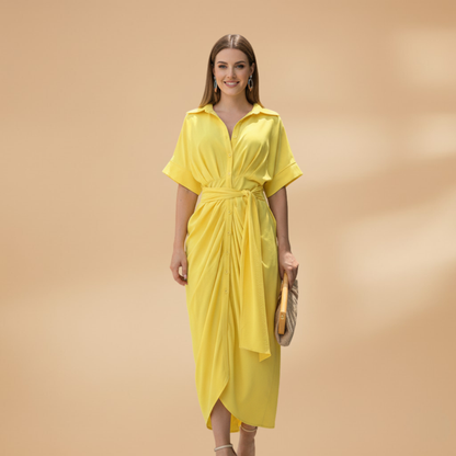 Ava | Women’s tie waist midi dress with short sleeves