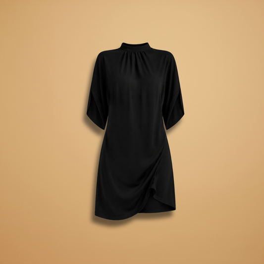 Sophia | Women’s shift dress with mock neck shot split sleeves
