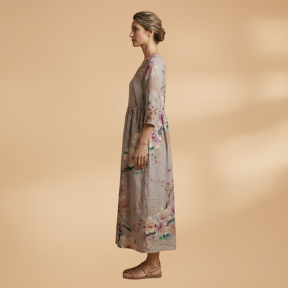 Mia | Women’s floral pattern summer dress with V neck