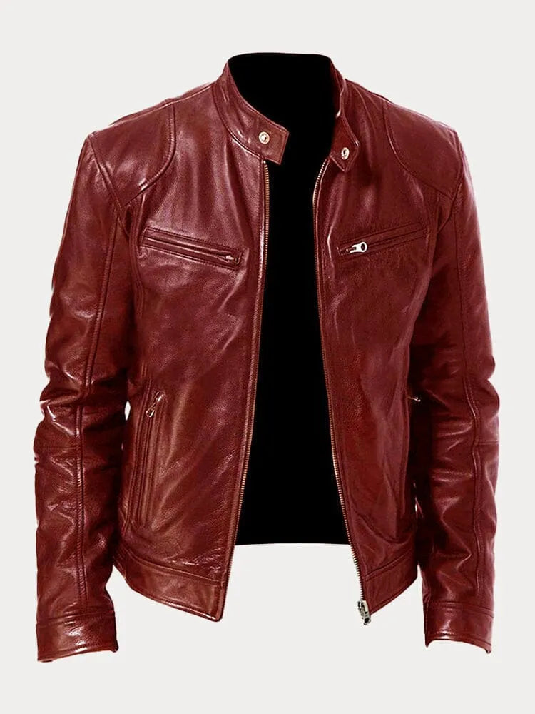 Caleb | Men’s zip-up biker-style jacket with stand-up collar
