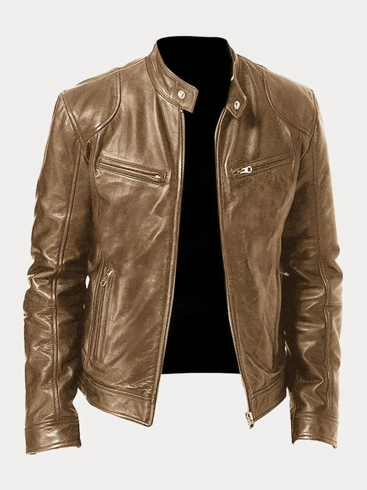Caleb | Men’s zip-up biker-style jacket with stand-up collar