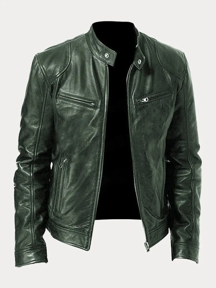 Caleb | Men’s zip-up biker-style jacket with stand-up collar