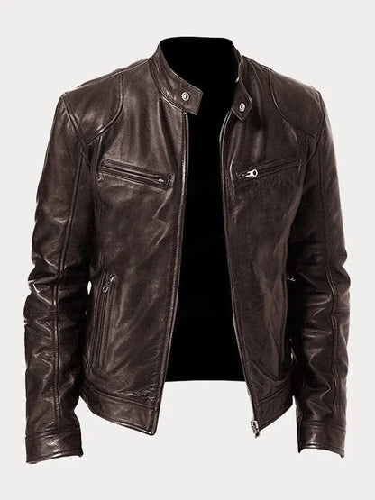 Caleb | Men’s zip-up biker-style jacket with stand-up collar