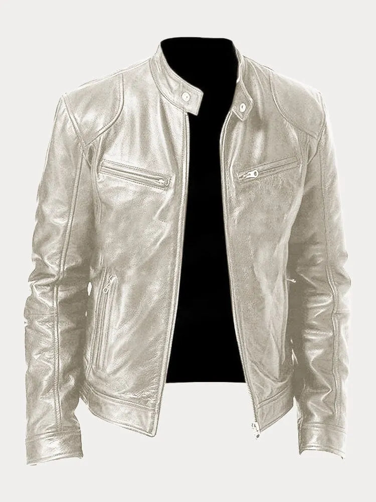Caleb | Men’s zip-up biker-style jacket with stand-up collar