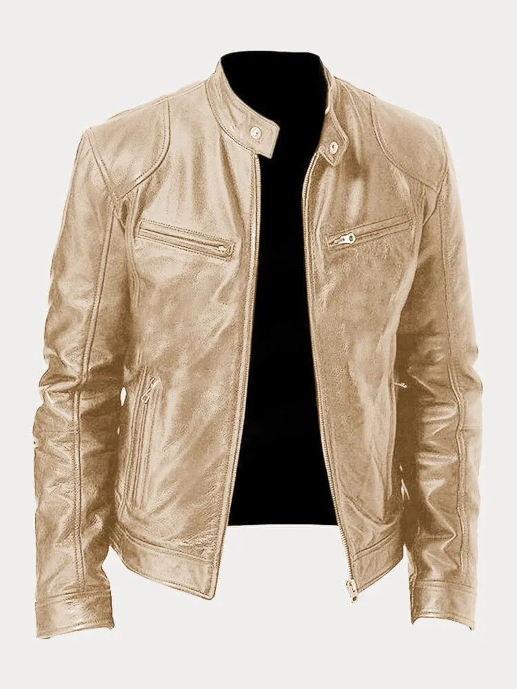 Caleb | Men’s zip-up biker-style jacket with stand-up collar