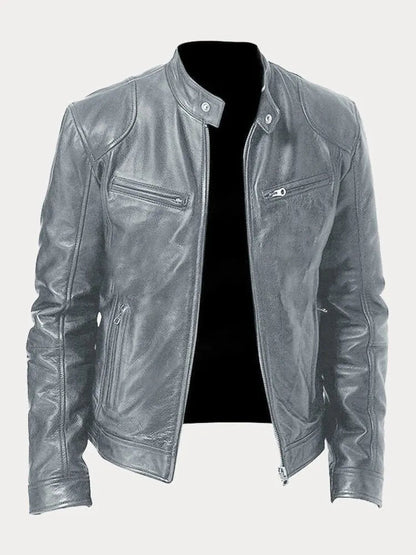 Caleb | Men’s zip-up biker-style jacket with stand-up collar