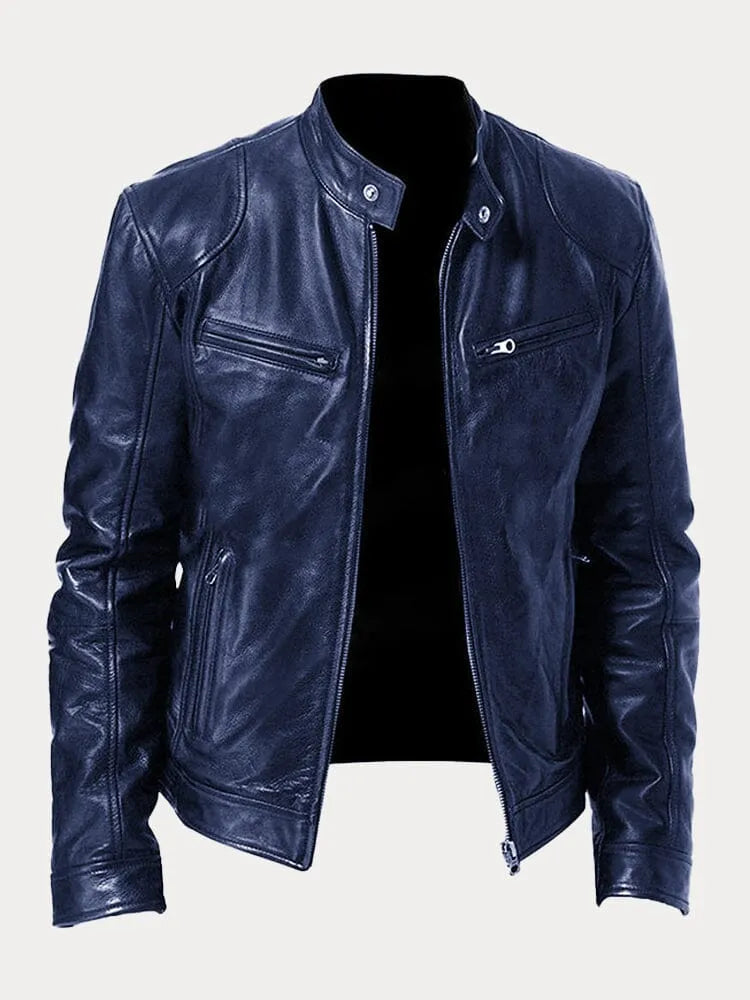 Caleb | Men’s zip-up biker-style jacket with stand-up collar