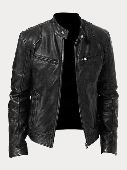 Caleb | Men’s zip-up biker-style jacket with stand-up collar