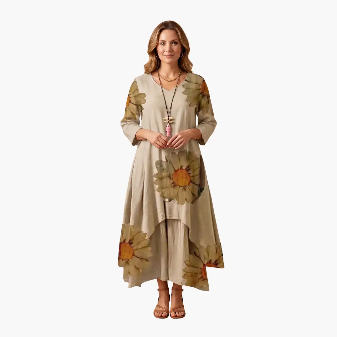 Eliza | Women's Long Sleeve Dress With Round Neckline And Pockets