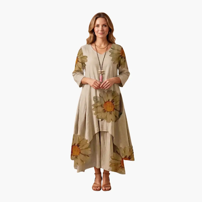 Eliza | Women's Long Sleeve Dress With Round Neckline And Pockets