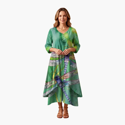 Eliza | Women's Long Sleeve Dress With Round Neckline And Pockets