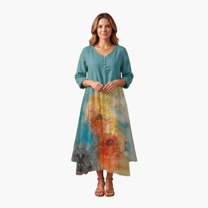 Eliza | Women's Long Sleeve Dress With Round Neckline And Pockets