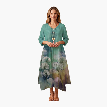 Eliza | Women's Long Sleeve Dress With Round Neckline And Pockets