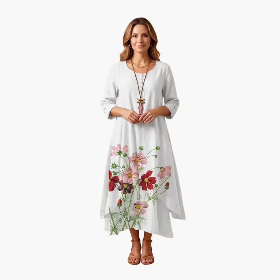 Eliza | Women's Long Sleeve Dress With Round Neckline And Pockets