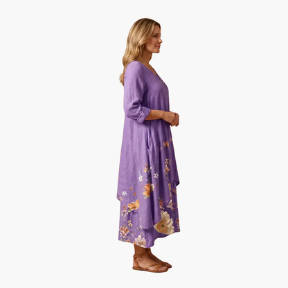 Eliza | Women's Long Sleeve Dress With Round Neckline And Pockets