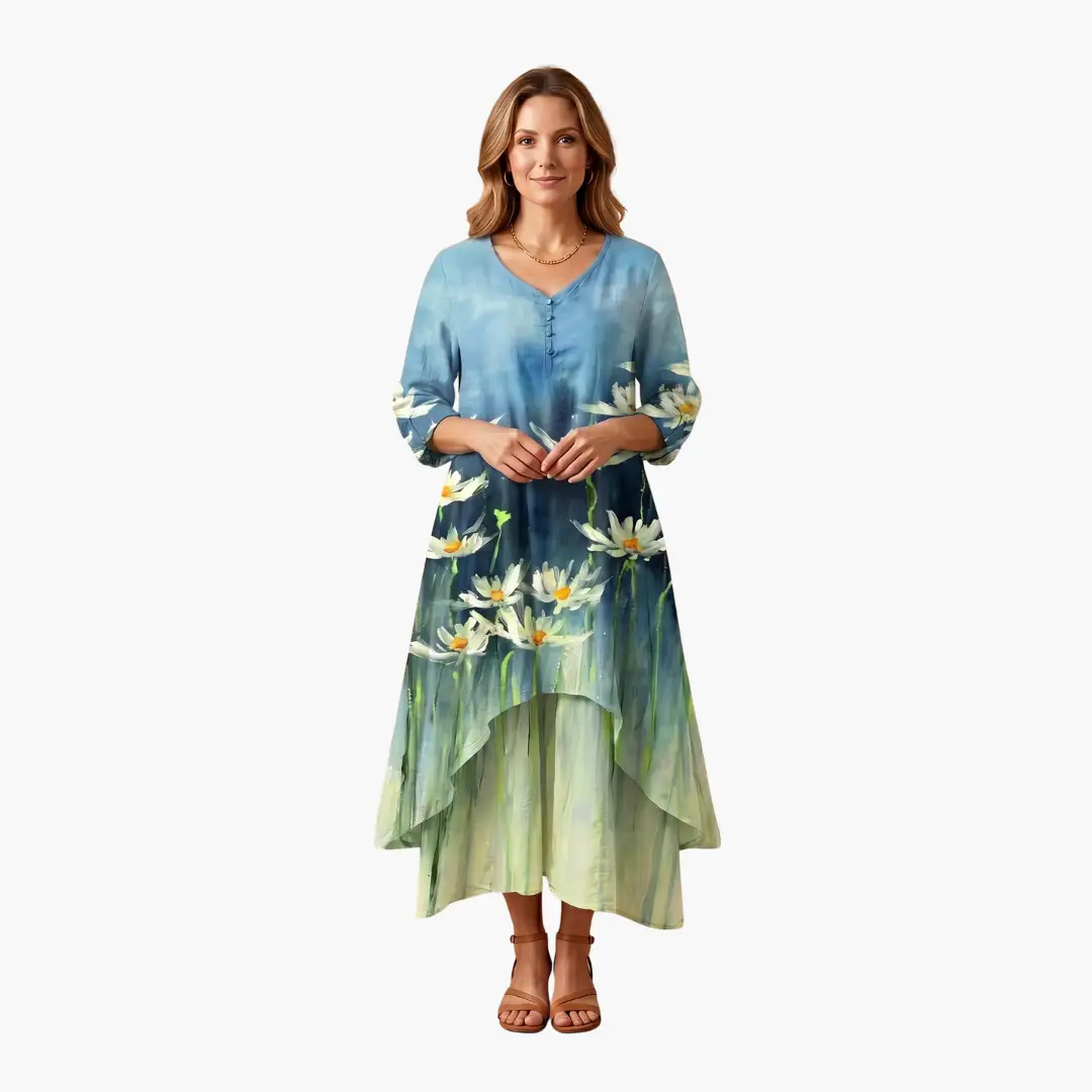 Eliza | Women's Long Sleeve Dress With Round Neckline And Pockets