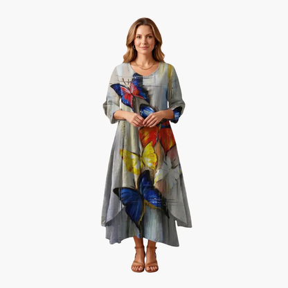 Eliza | Women's Long Sleeve Dress With Round Neckline And Pockets