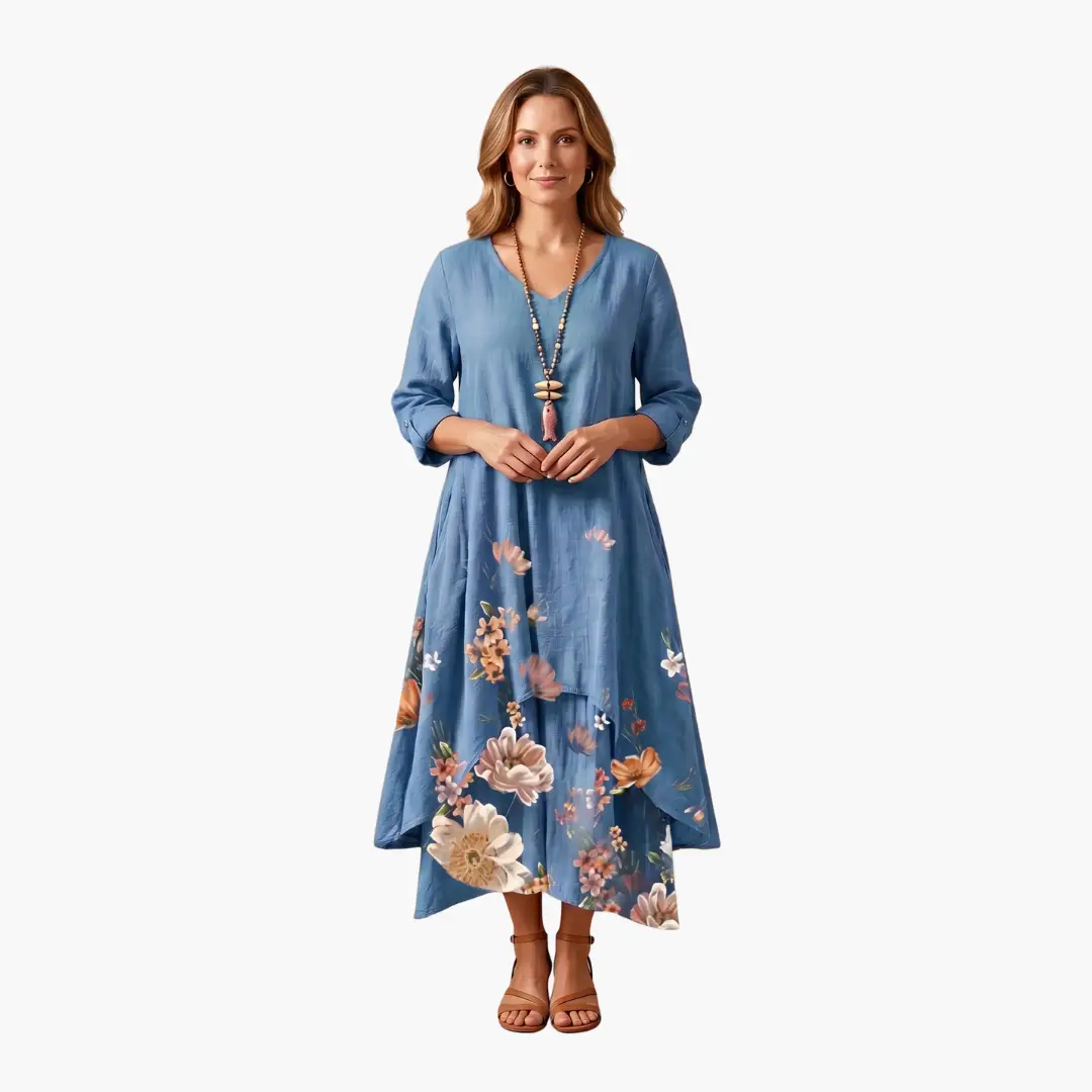 Eliza | Women's Long Sleeve Dress With Round Neckline And Pockets