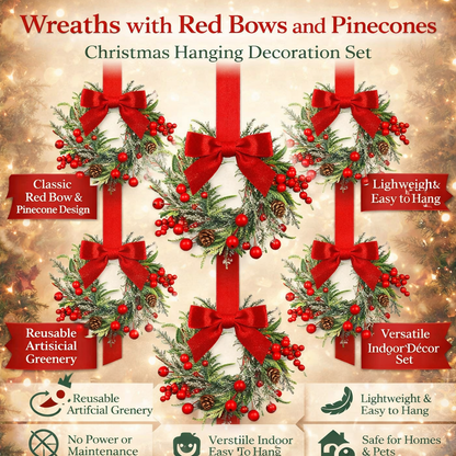 Donald | Hanging Christmas Wreath with Red Bow