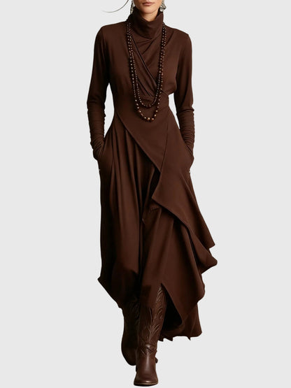 Hazel | Pleated maxi dress with elegant draped front