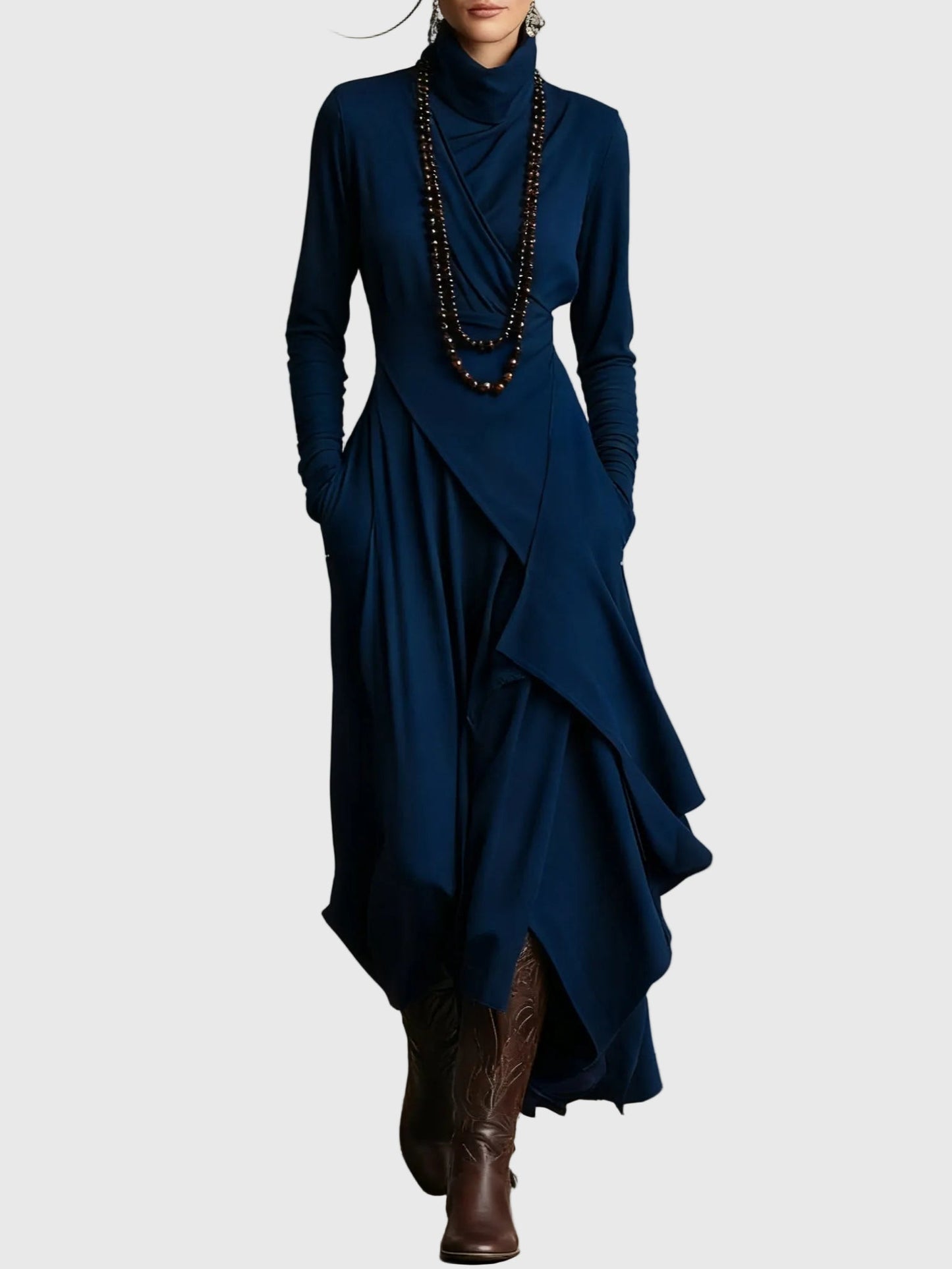 Hazel | Pleated maxi dress with elegant draped front