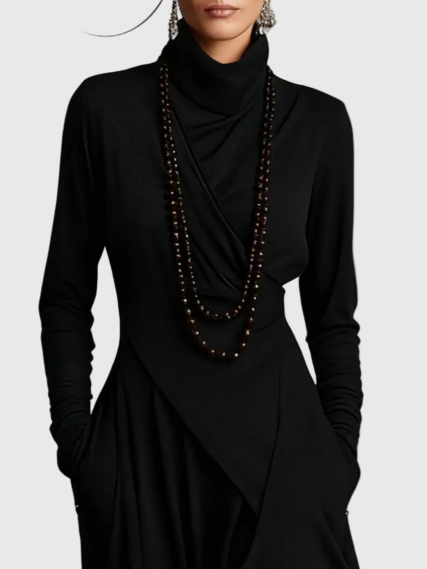 Hazel | Pleated maxi dress with elegant draped front