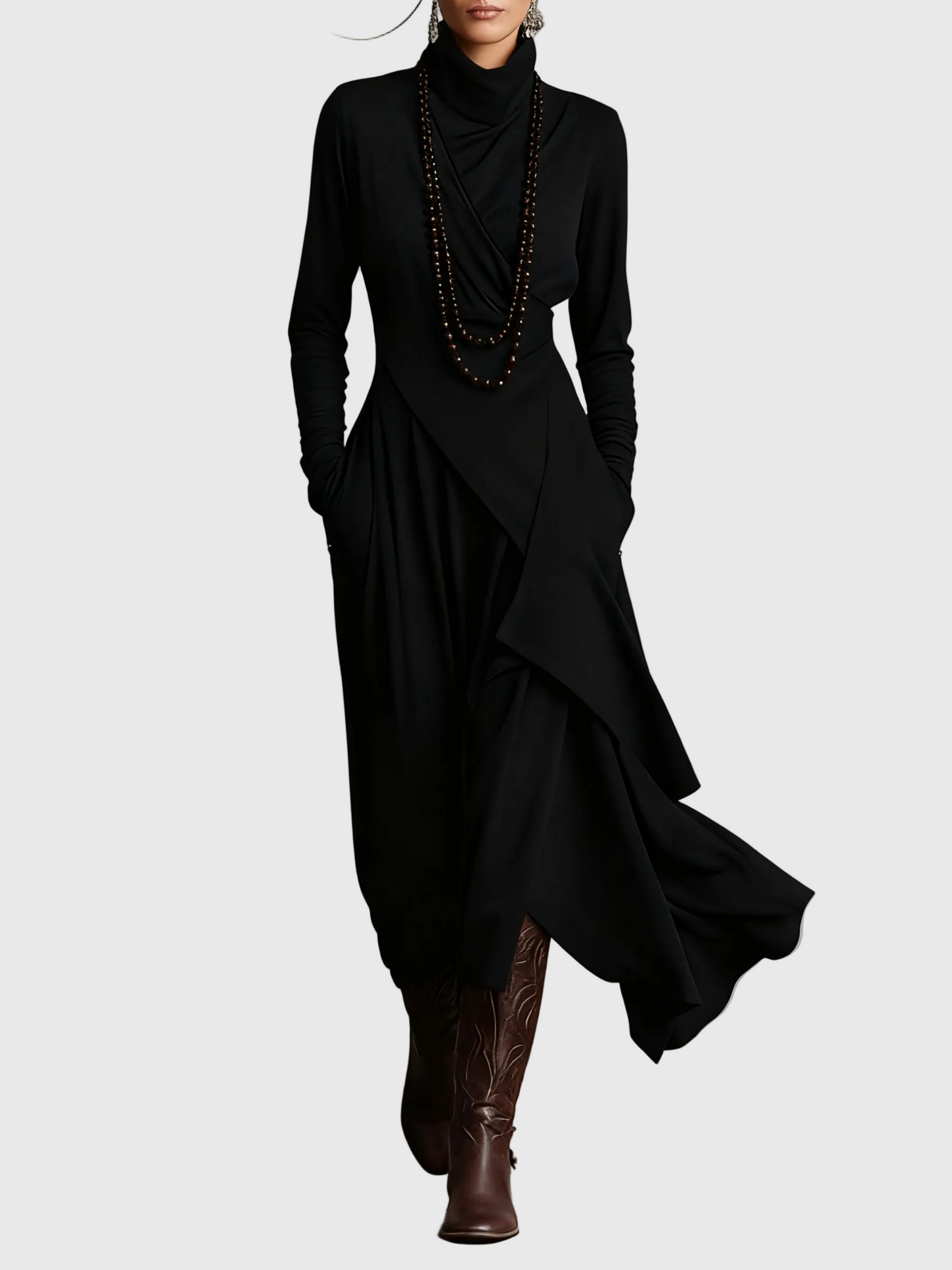 Hazel | Pleated maxi dress with elegant draped front