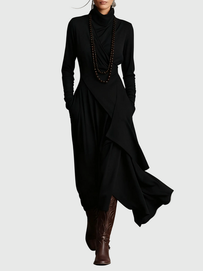 Hazel | Pleated maxi dress with elegant draped front