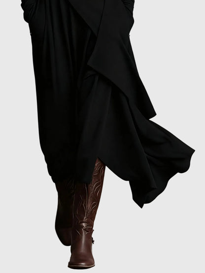 Hazel | Pleated maxi dress with elegant draped front