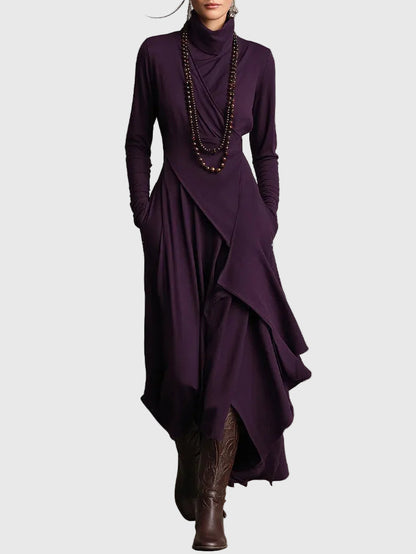 Hazel | Pleated maxi dress with elegant draped front