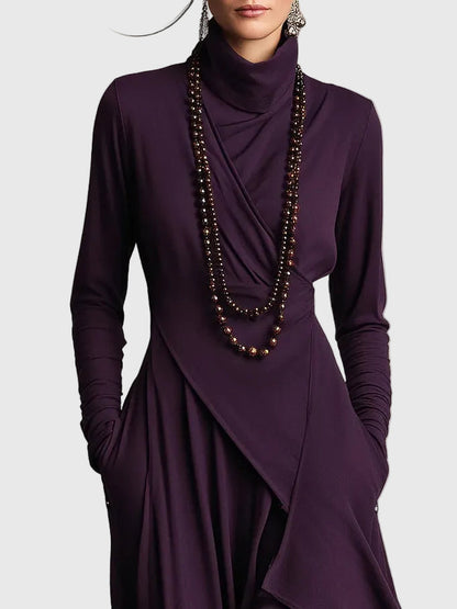 Hazel | Pleated maxi dress with elegant draped front