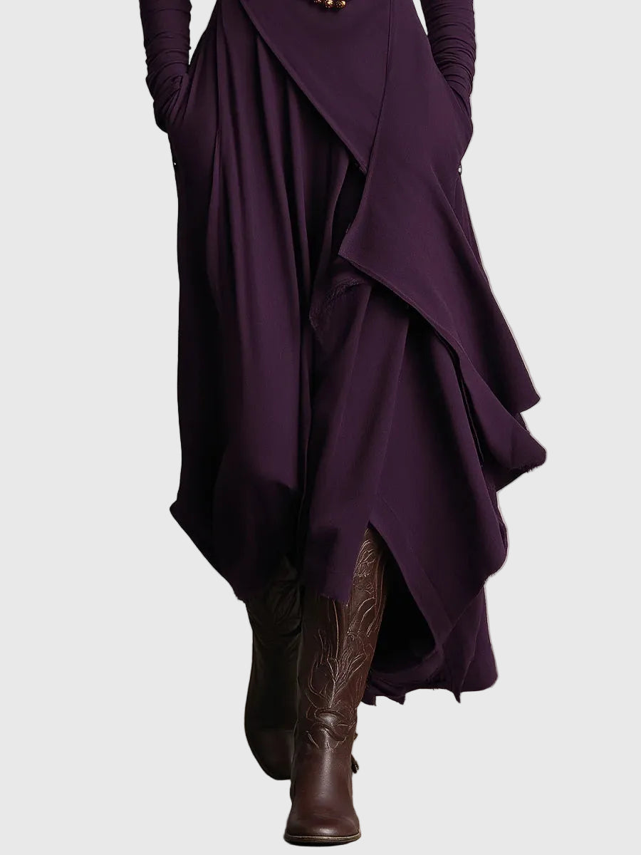 Hazel | Pleated maxi dress with elegant draped front