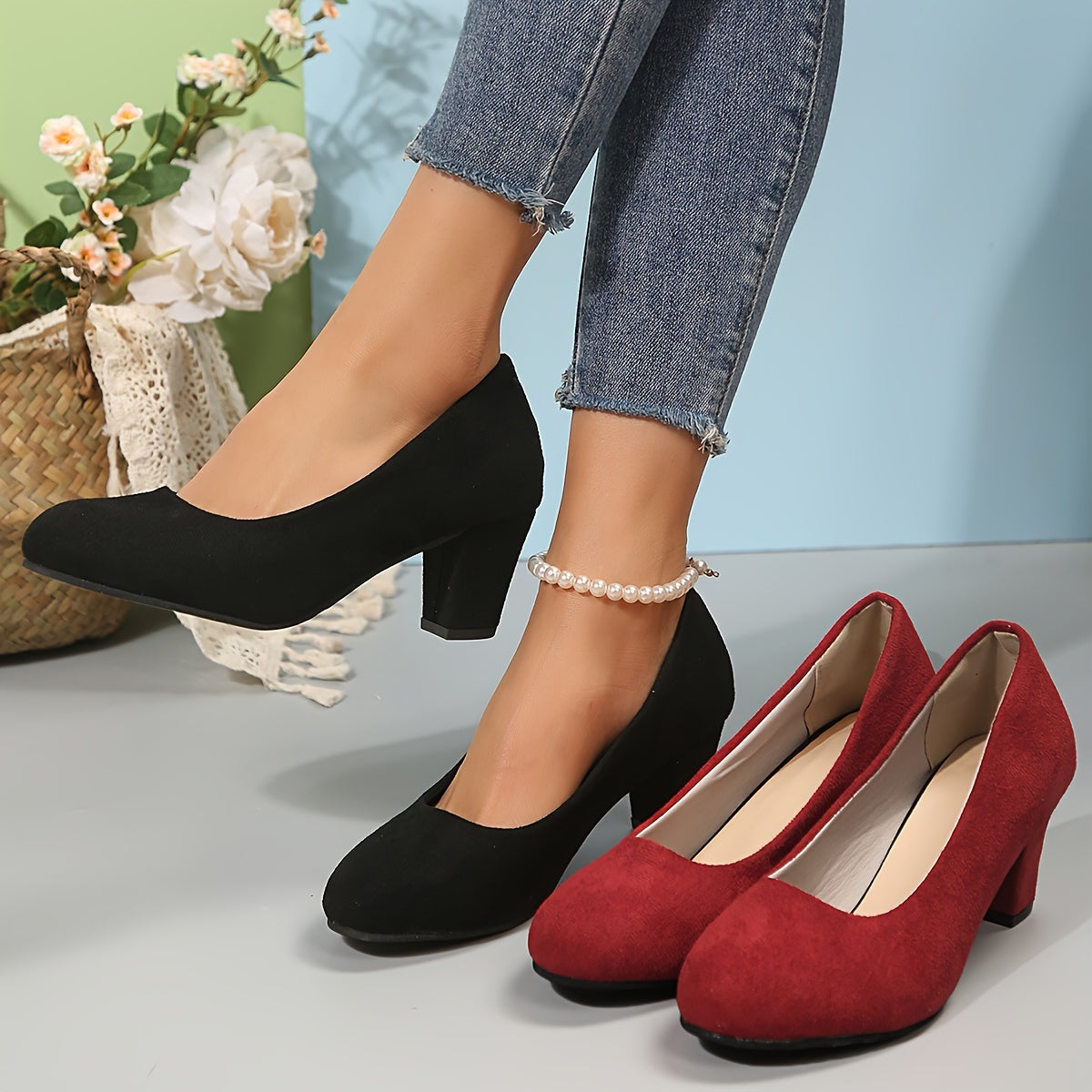 Vera | Comfortable Closed Toe Block Heel Pumps