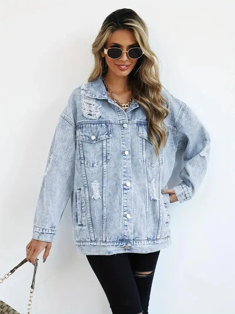 Harper | Women's Oversized Denim Jacket with Waterproof Finish