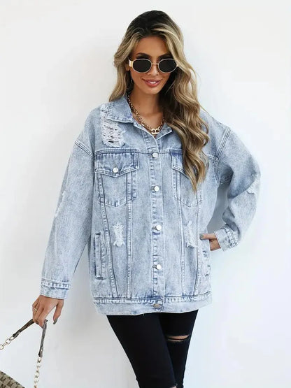 Harper | Women's Oversized Denim Jacket with Waterproof Finish