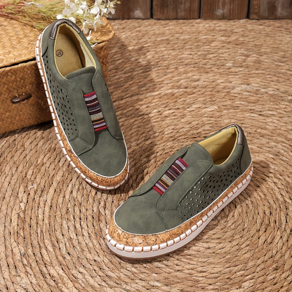 Serina | Women Slip On Shoes with Perforated Design and Cushioned Sole